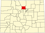 Map of Colorado highlighting Boulder County